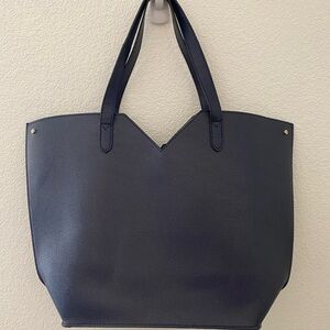 Neiman Marcus Leather Navy Blue Tote Bag NWOT